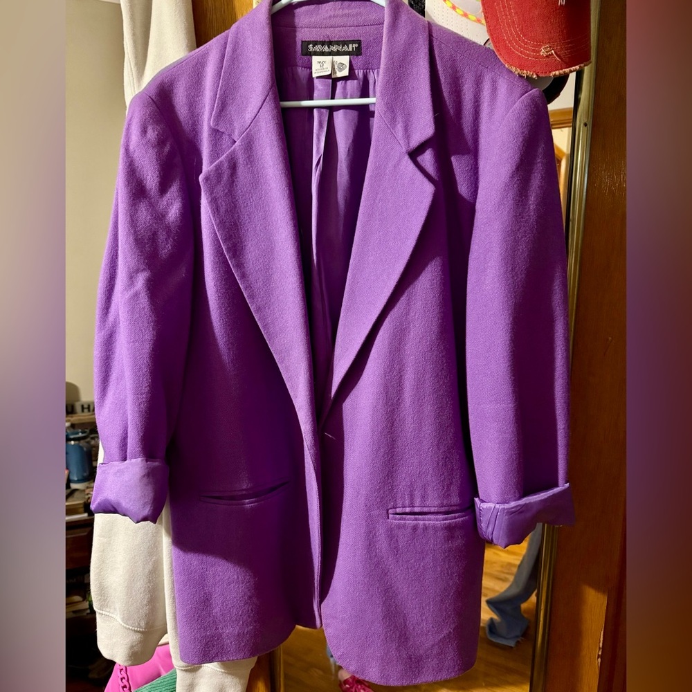 🔥VINTAGE Savannah Bold Purple Blazer Jacket Size 12